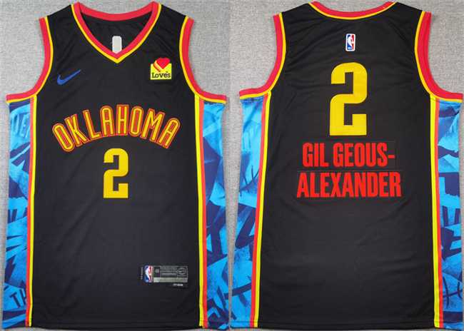 Men%27s Oklahoma City Thunder #2 Shai Gilgeous-Alexander Black 2024-25 City Edition Stitched Basketball Jersey->oklahoma city thunder->NBA Jersey